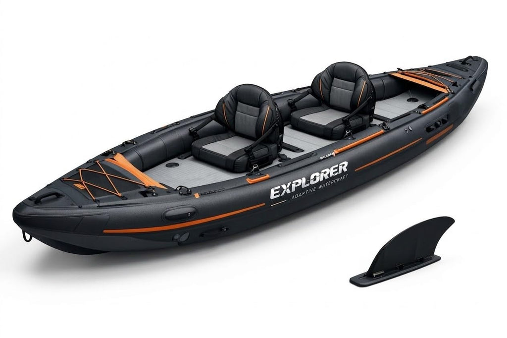 Two Person Inflatable Kayak Drop Stitch Floor Padded Seats Orange Black