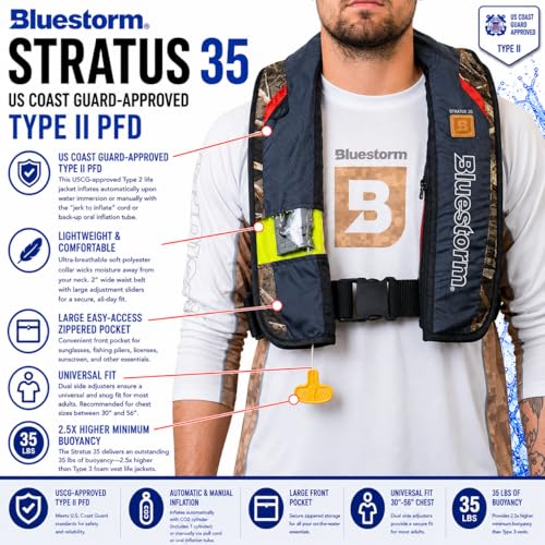 USCG Approved Automatic Inflatable PFD Life Jacket with Manual Ripcord