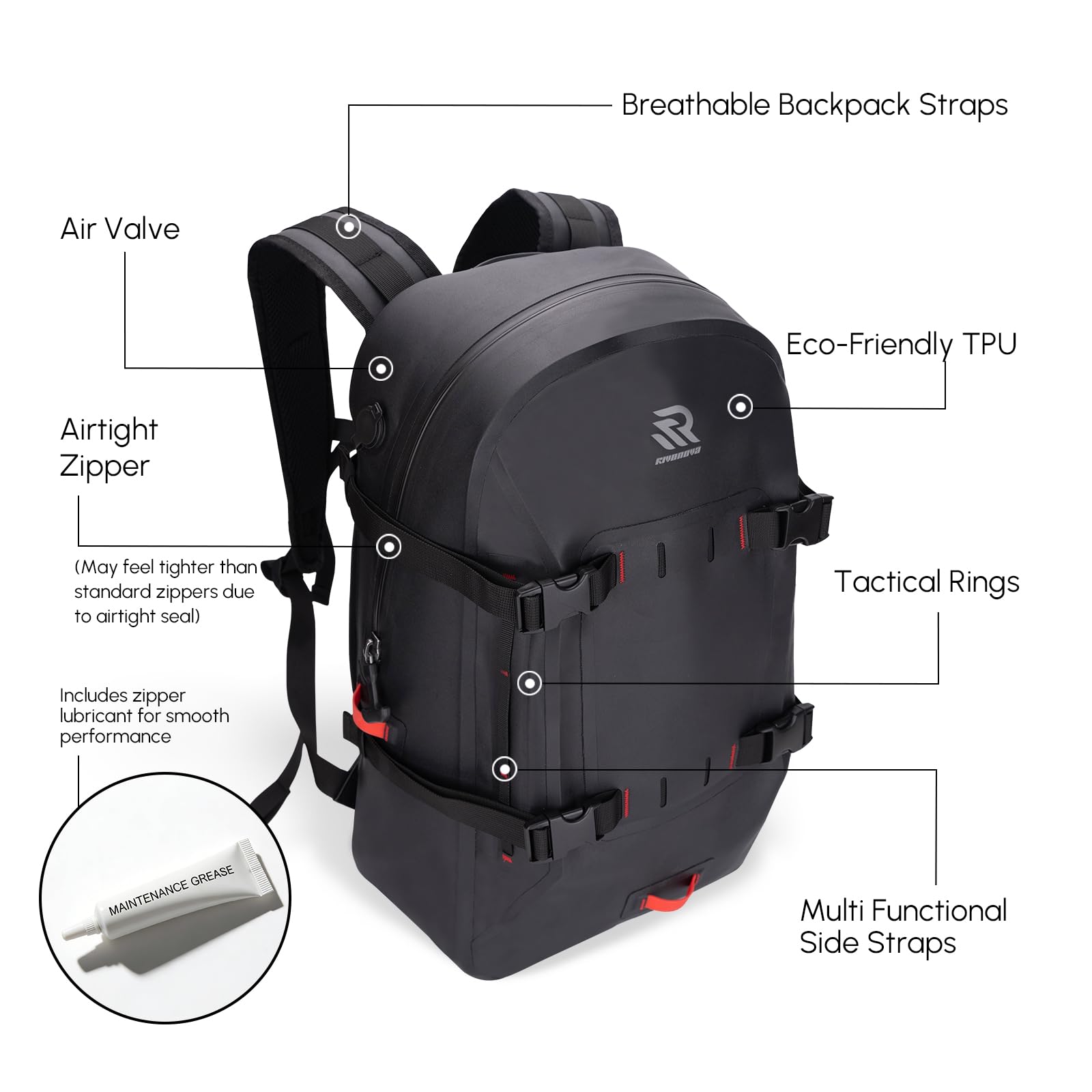 30L IPX7 Waterproof Backpack Dry Bag for Kayaking and Paddle Boarding