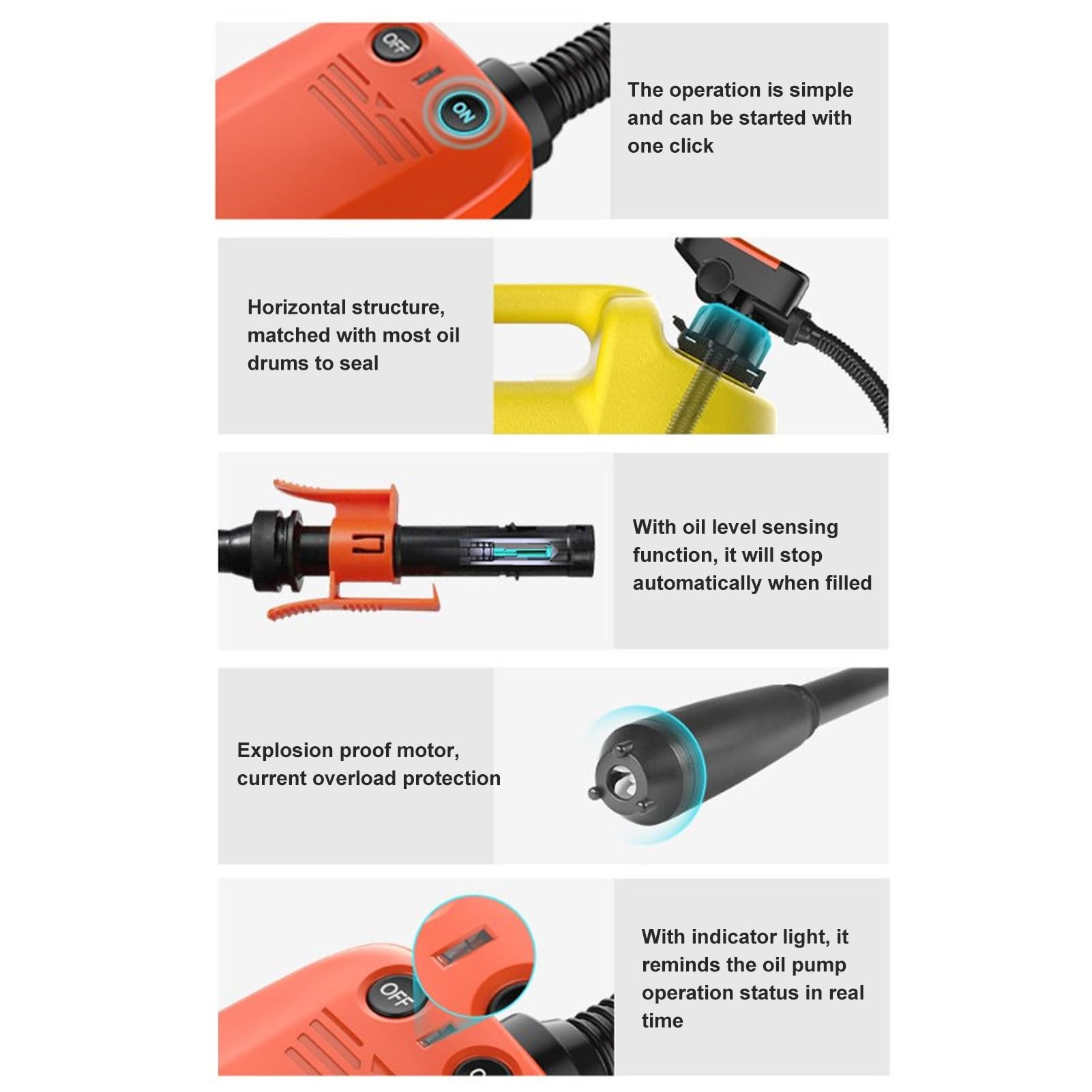 Electric Fuel Transfer Pump with Auto Stop Sensor for Gasoline Kerosene