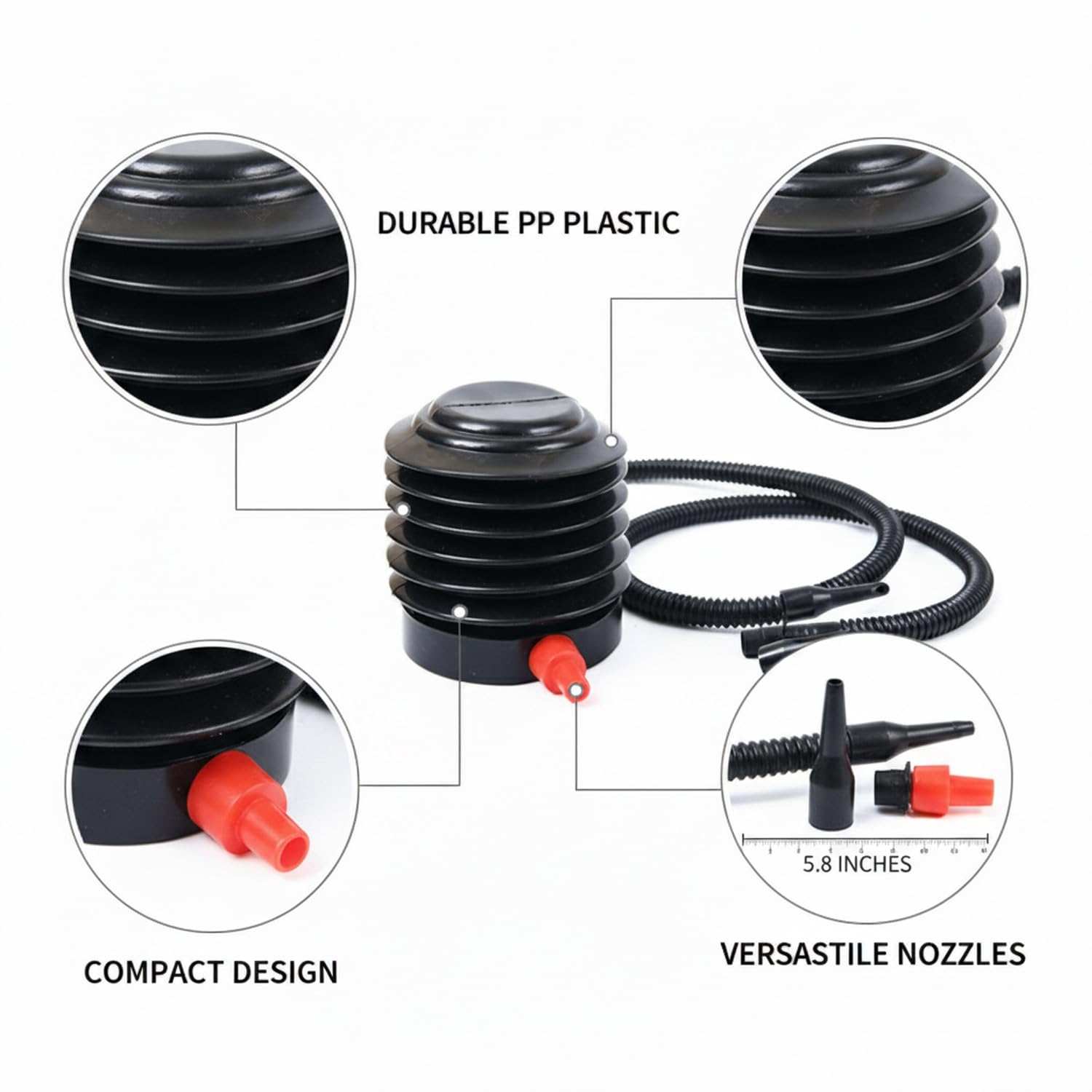 Hands Free Foot Air Pump for Inflatables Sports Balls and Camping Gear