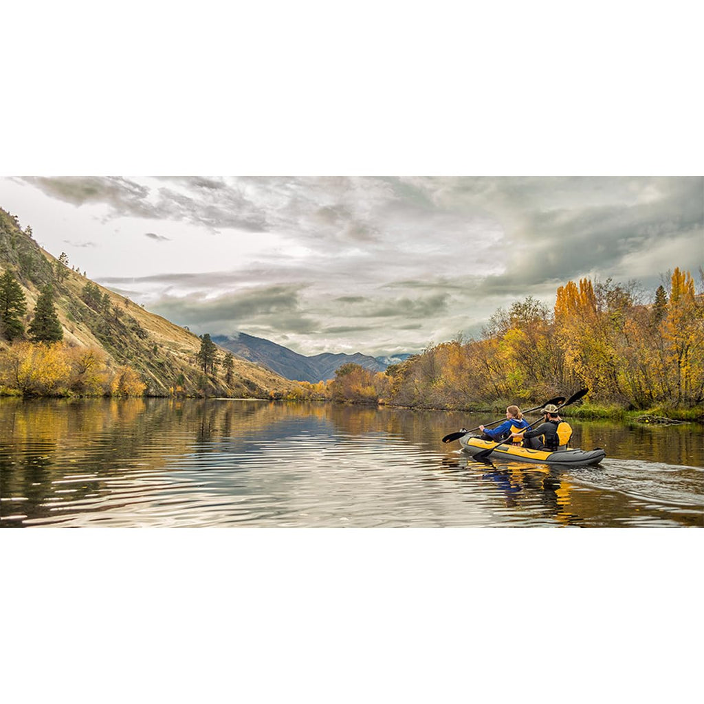 Yellow 11 ft Convertible Inflatable Recreational Kayak for One or Two