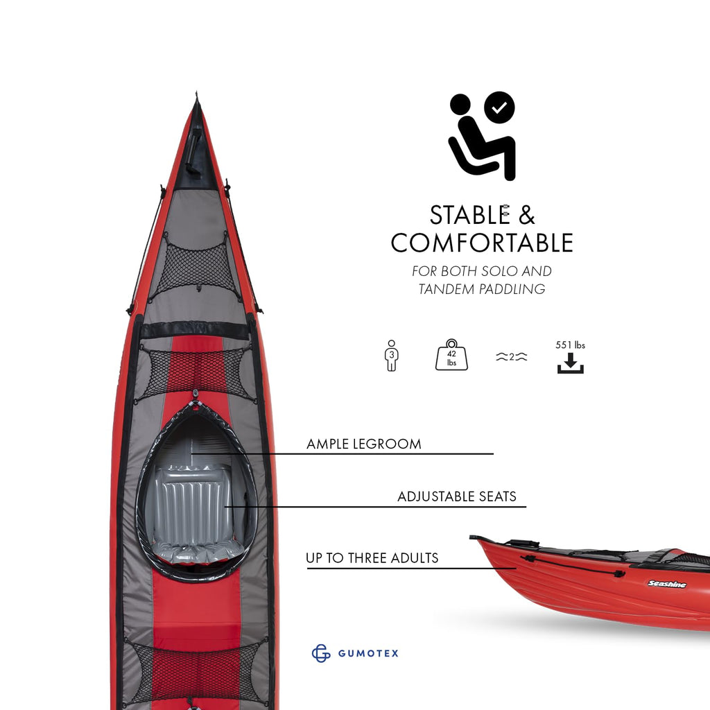 Two Person Tandem Inflatable Sit On Top Touring Kayak for Lakes Rivers Sea