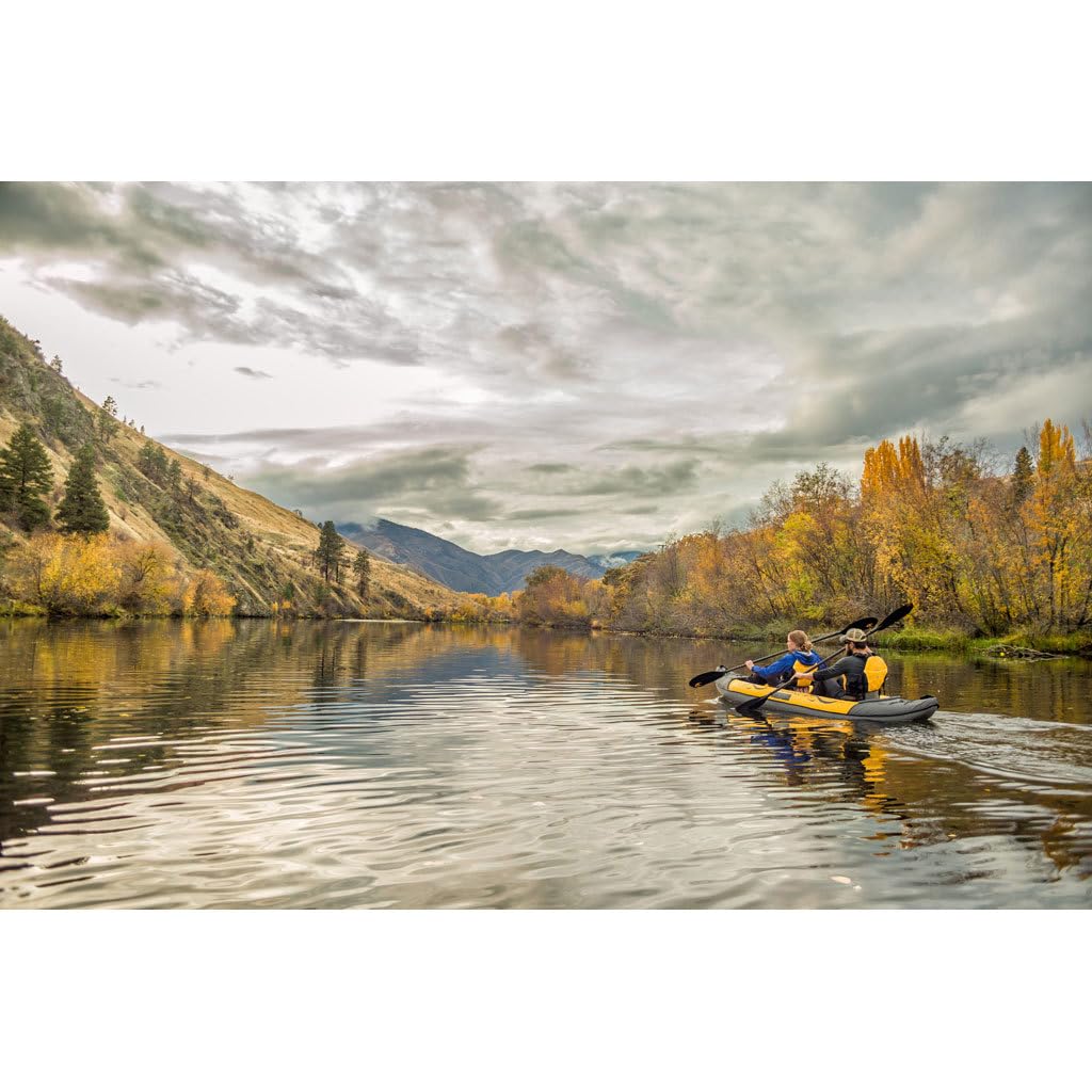 Yellow 11 ft Convertible Inflatable Recreational Kayak for One or Two