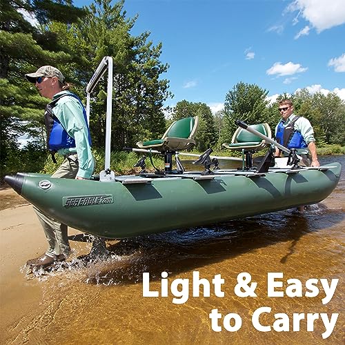One to Two Person Inflatable Fishing Pontoon Boat with Swivel Seats