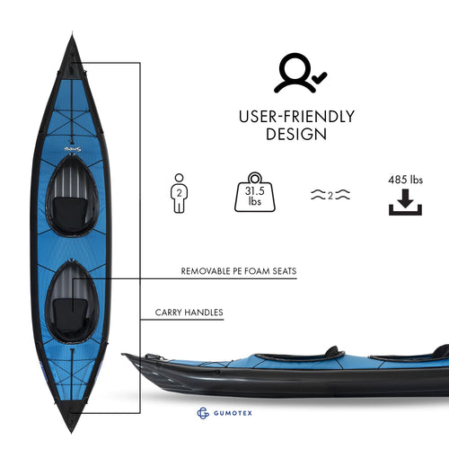 Inflatable Closed Kayak Reinforced Lightweight Recreational Adult Boat