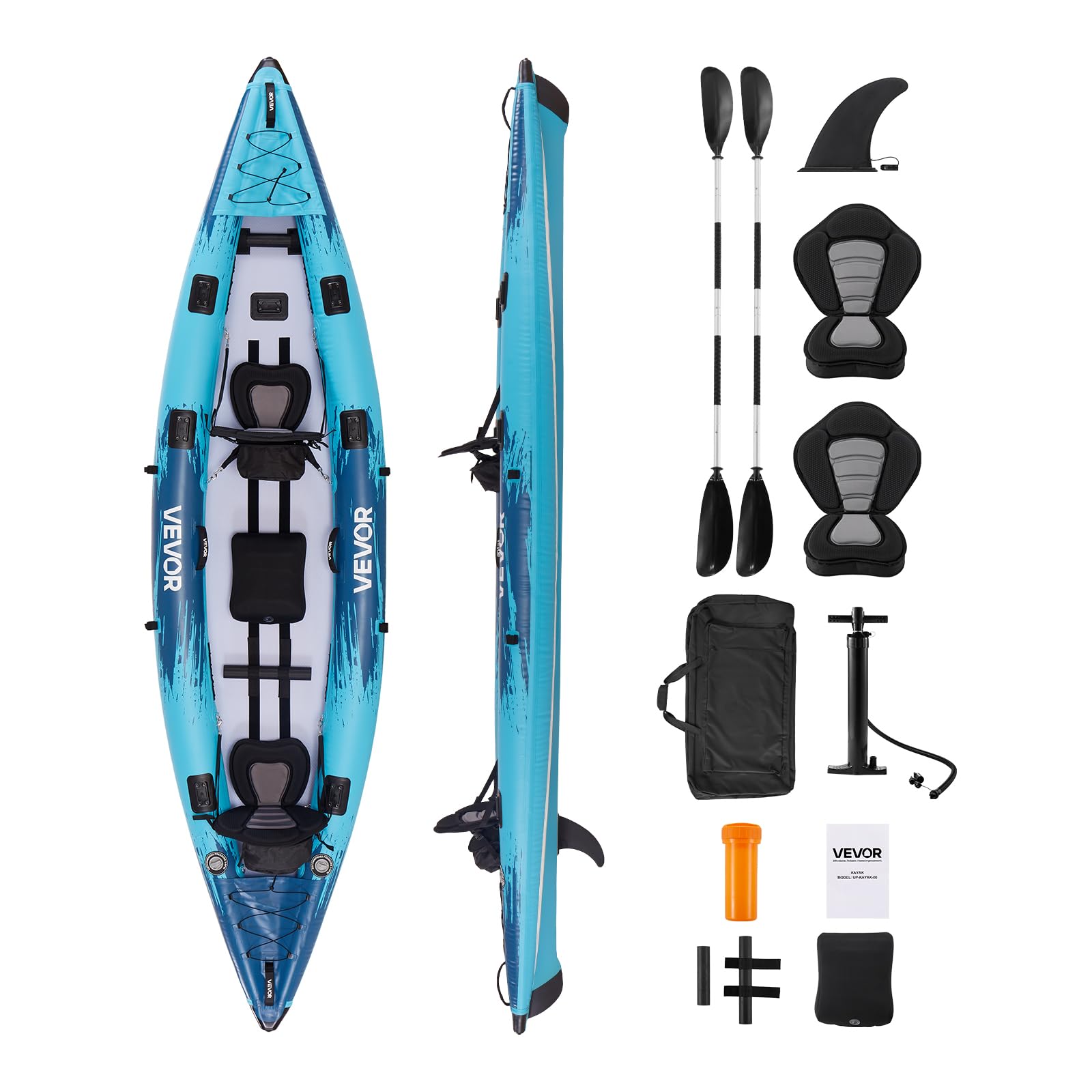 Two Person 700 lb Capacity Inflatable Sit In Kayak for Fishing Touring