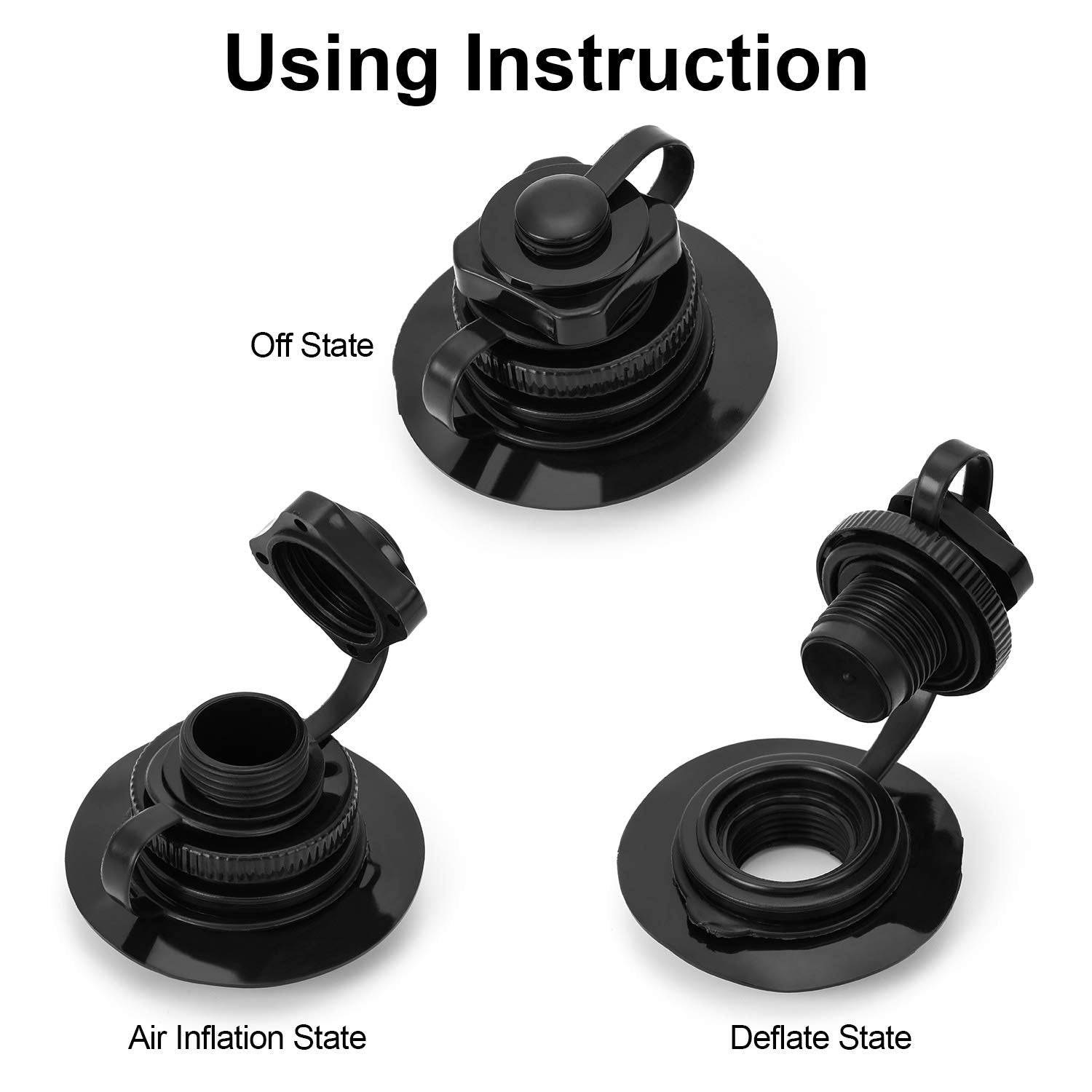 4 Pack One Way Boston Air Valves for Dinghy Raft Kayak and Airbed