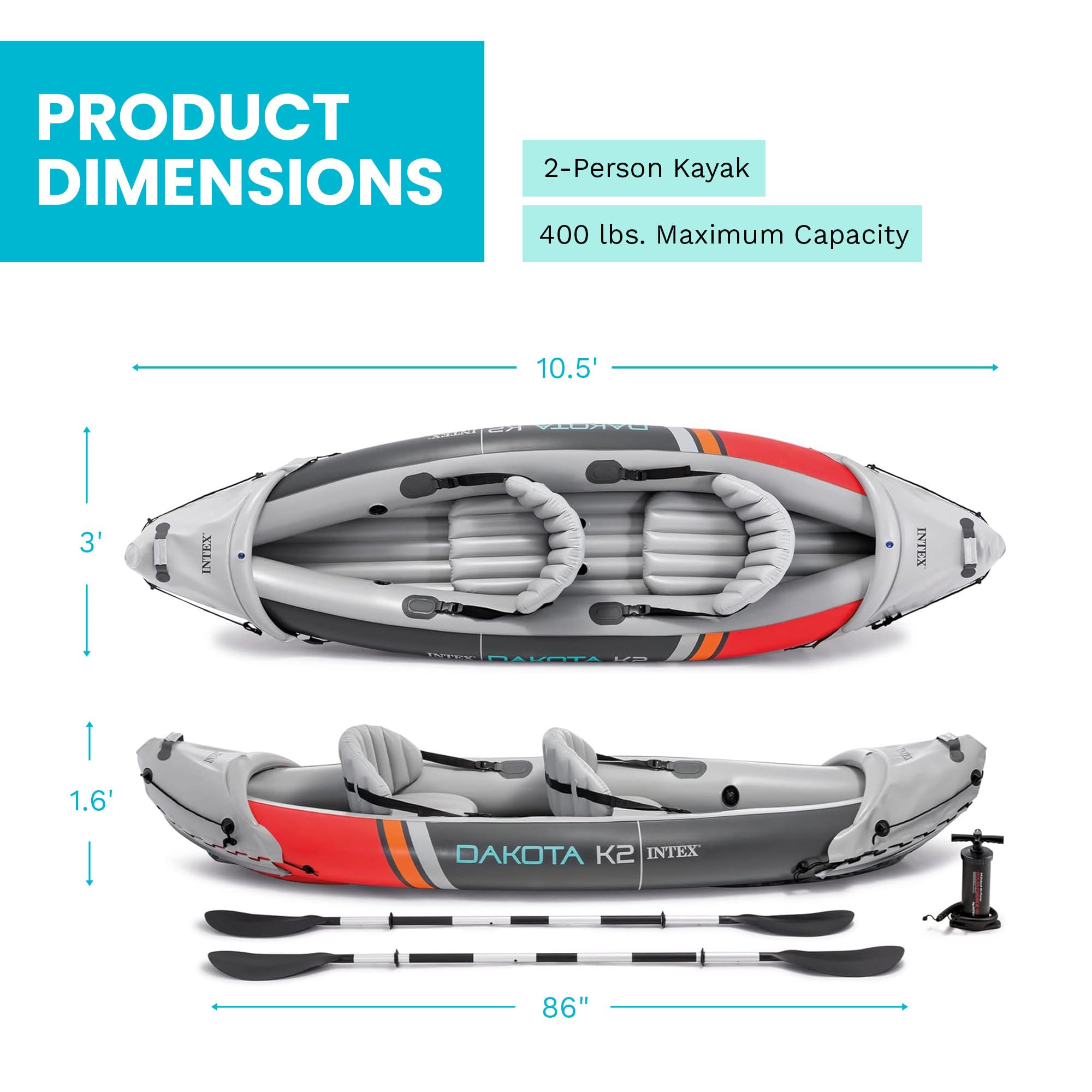 2 Person Inflatable Kayak Set with Oars and Pump