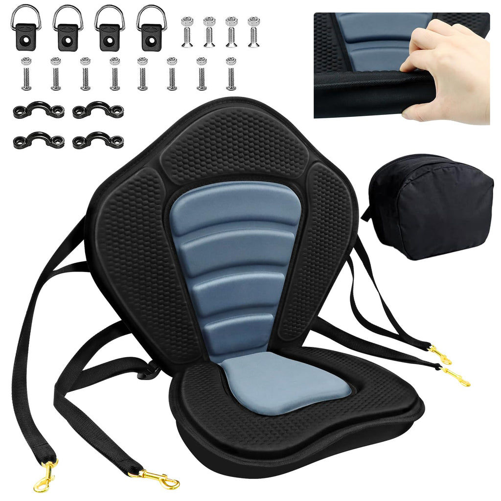 Deluxe Padded Kayak Seat with Backrest and Detachable Storage Bag