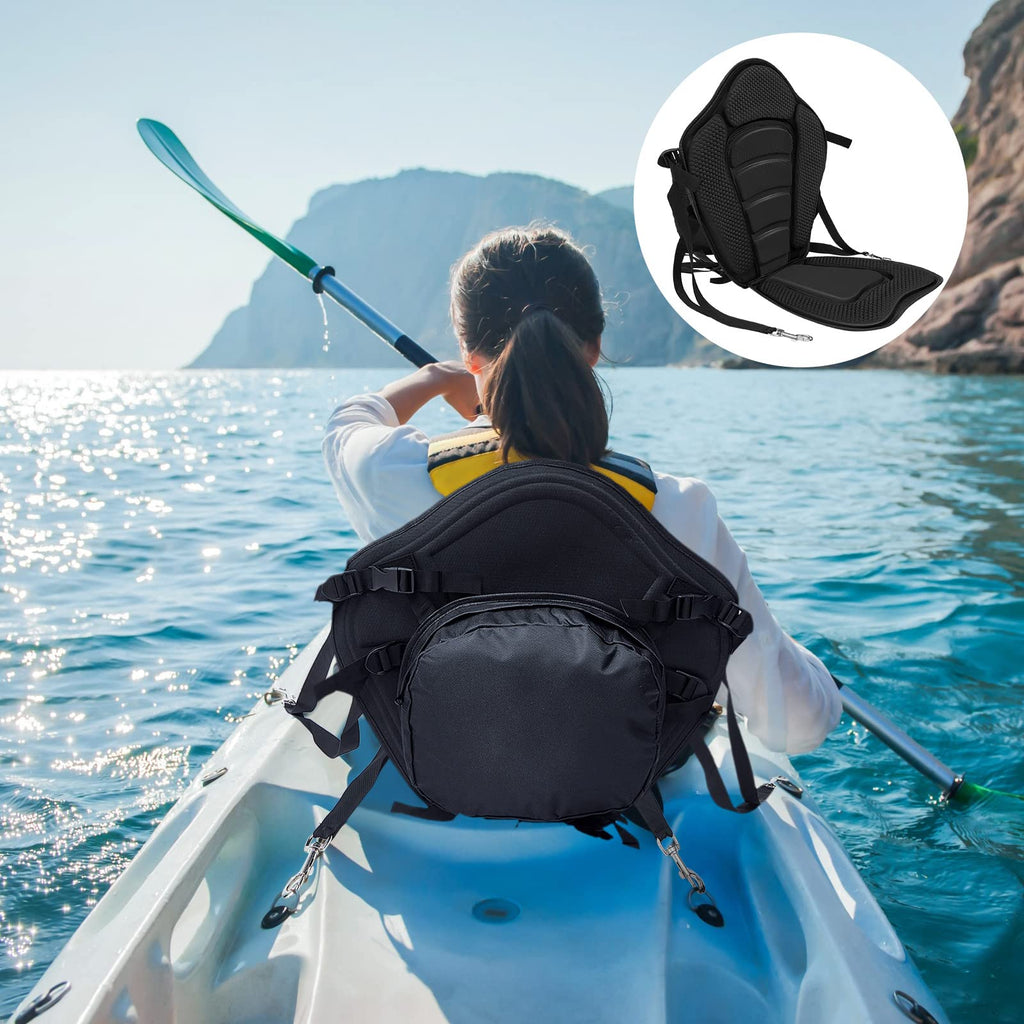 2 Pack Adjustable Padded Kayak Seats with Back Support and Storage Bags