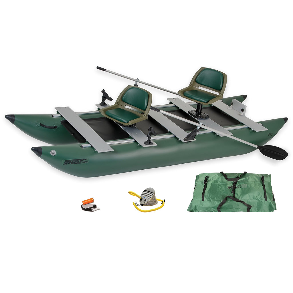One to Two Person Inflatable Fishing Pontoon Boat with Swivel Seats