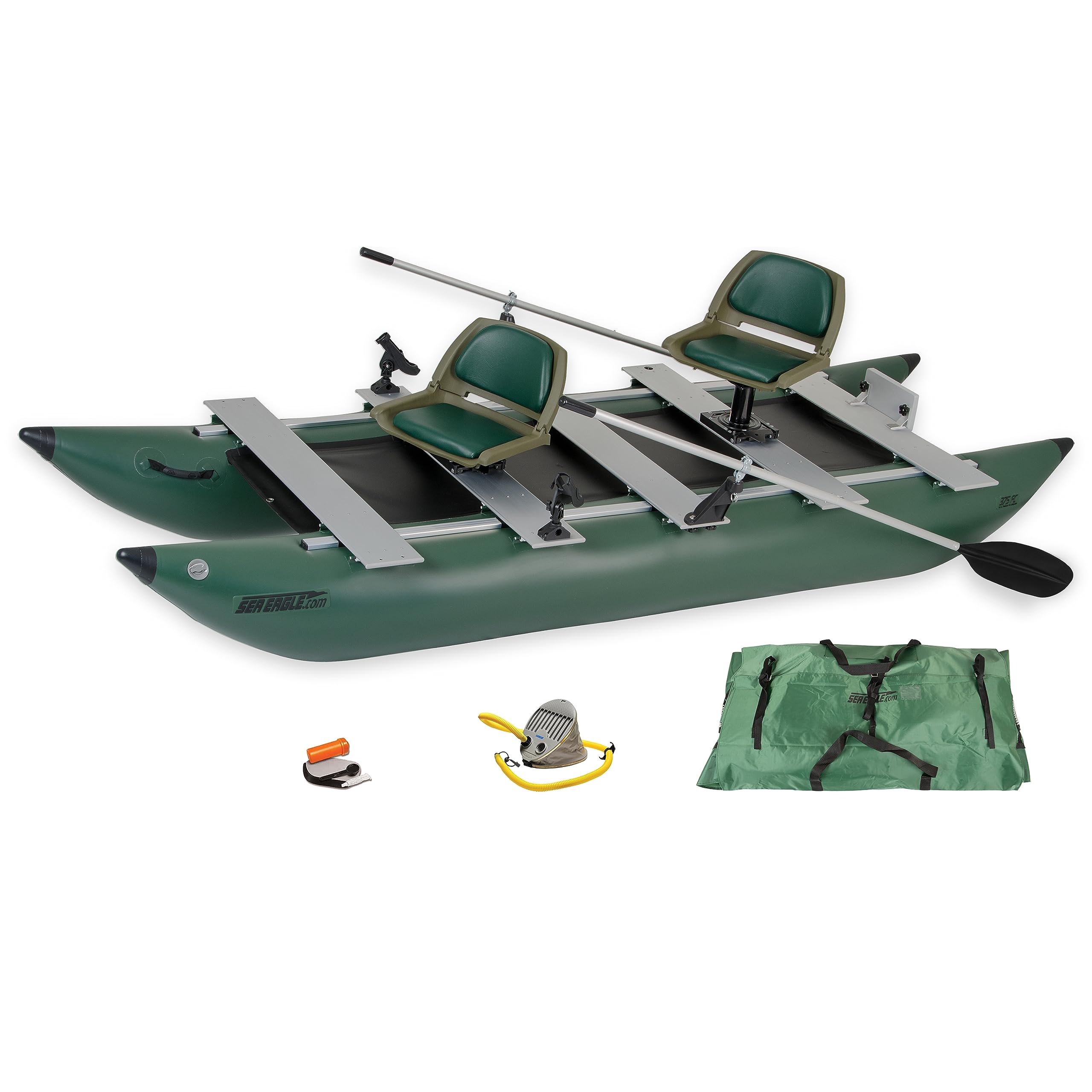 One to Two Person Inflatable Fishing Pontoon Boat with Swivel Seats