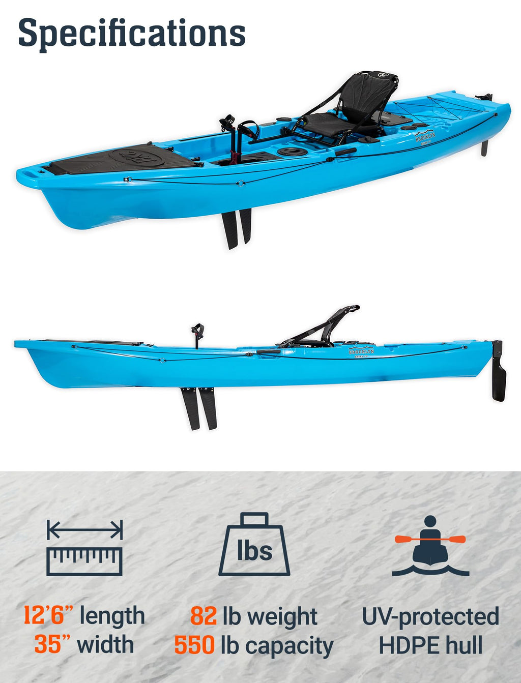 12 ft Pro Pedal Propeller Drive Sit on Top Fishing Kayak with Rudder