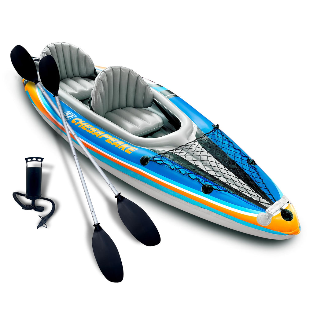 Two Person Portable Inflatable Kayak with Oars Pump Bag for Lakes Rivers