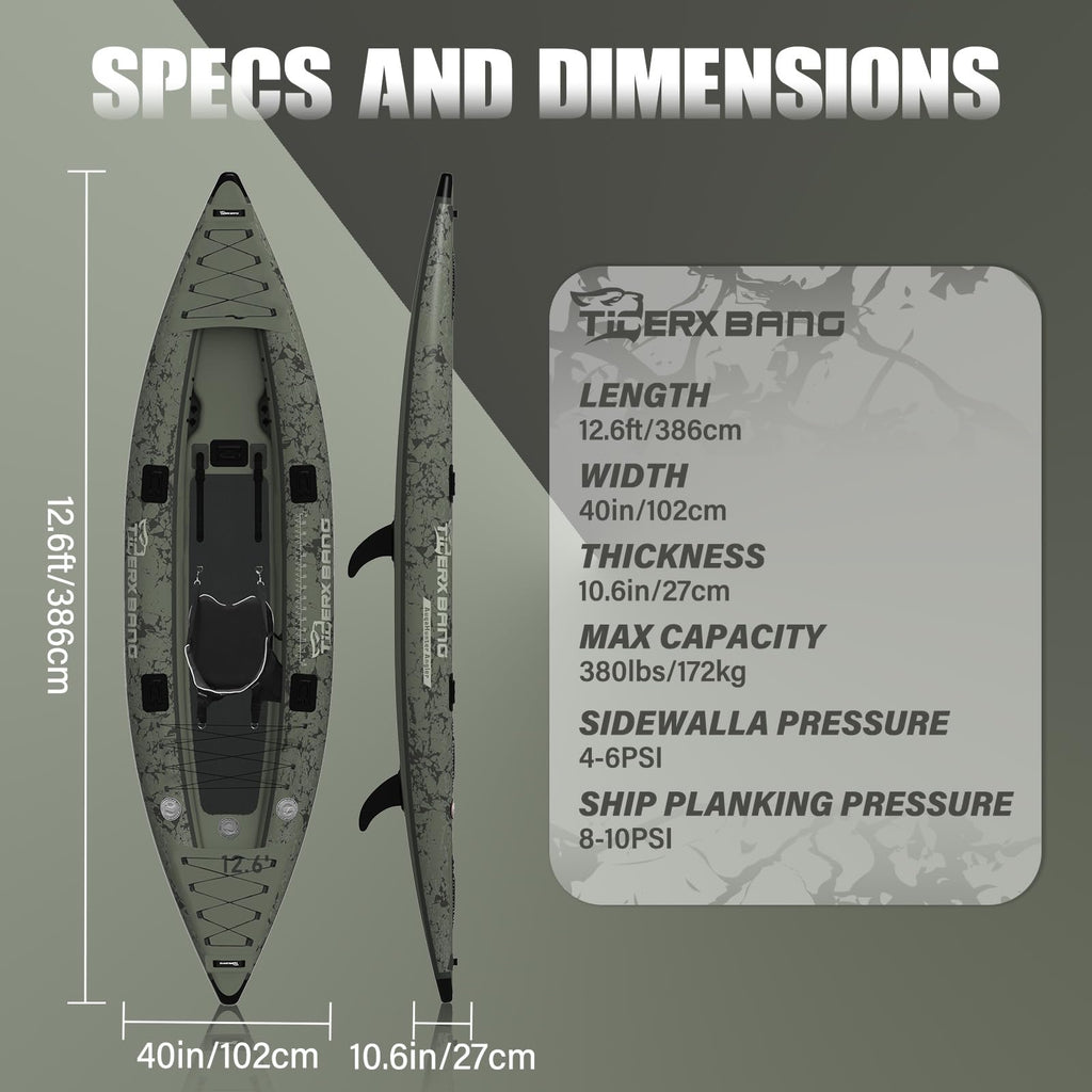 12 ft Inflatable SUP Kayak Set with Detachable Seat for Fishing Touring