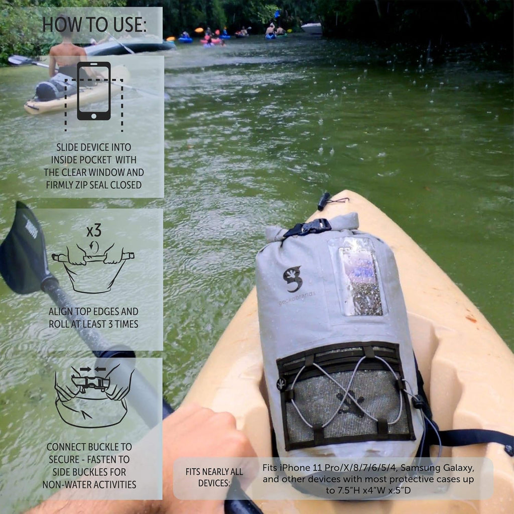 20L Waterproof Dry Bag Backpack with Roll Top and Clear Phone Pouch