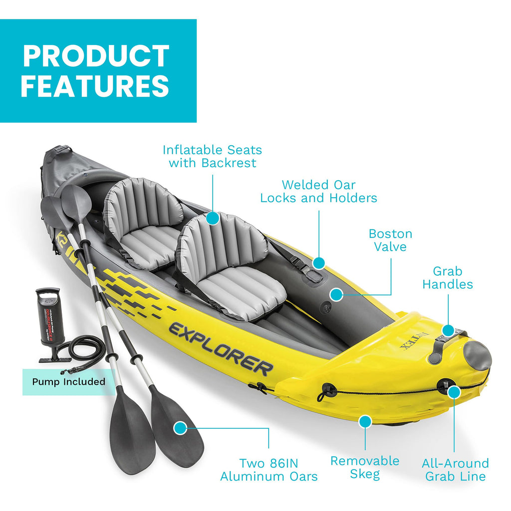2 Person Inflatable Kayak Set with Oars Pump and Adjustable Seats