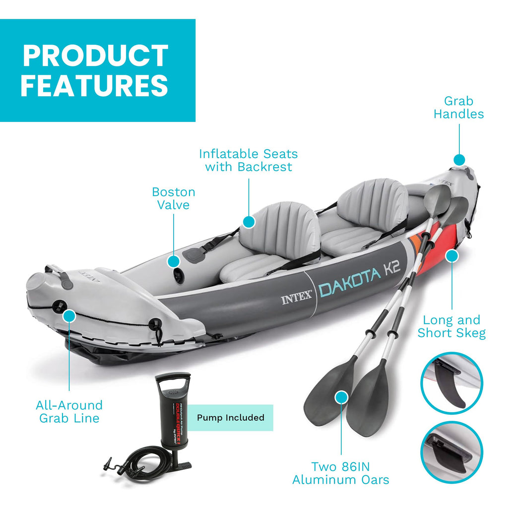 2 Person Inflatable Kayak Set with Oars and Pump