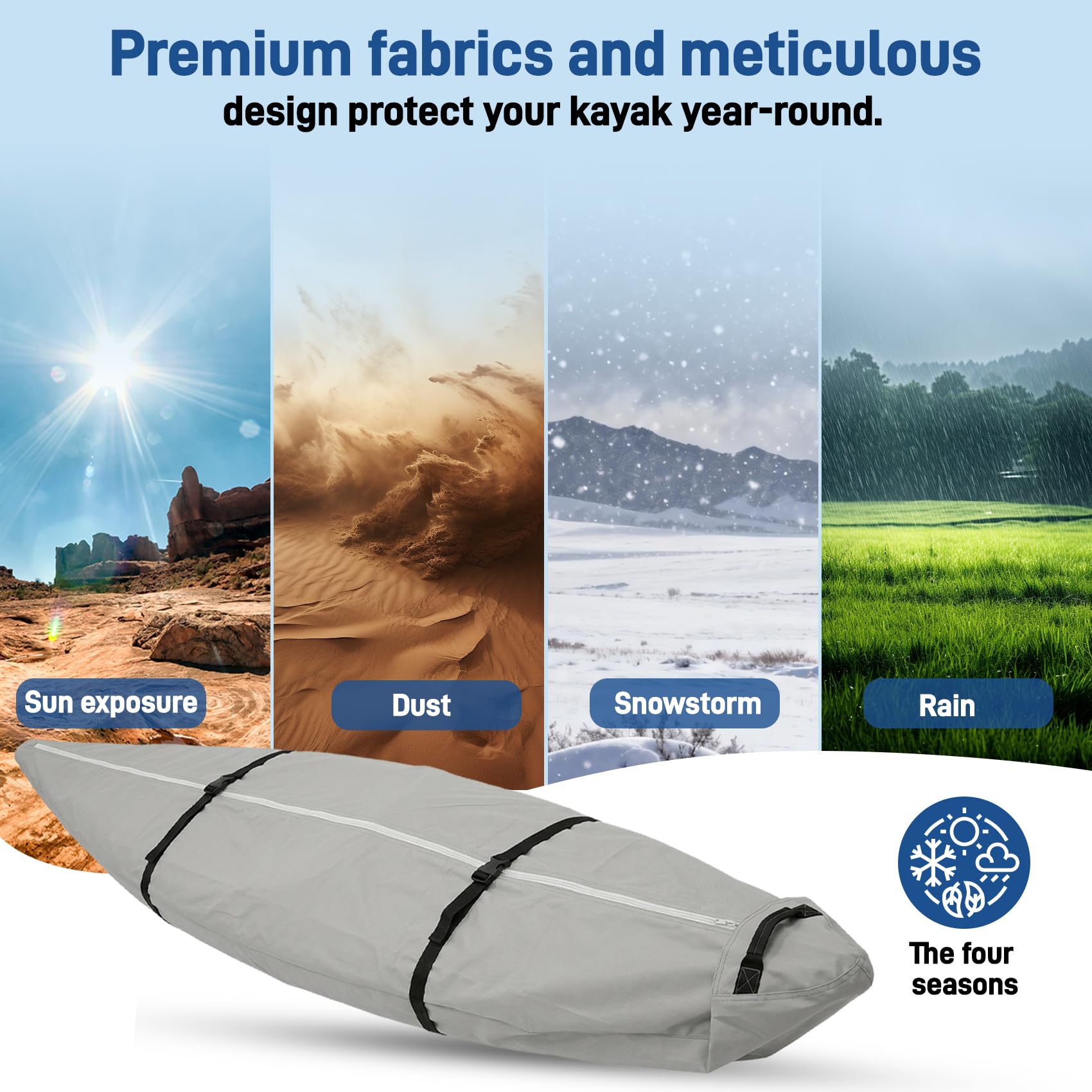 11 to 13 FT 600D Waterproof Kayak Canoe Cover with UV Protection