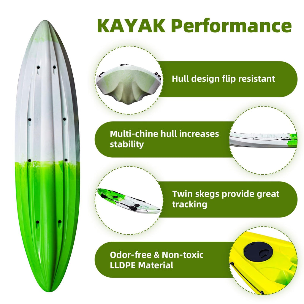 12 ft Hard Shell Sit on Top Ocean Fishing Kayak for Two to Three Adults
