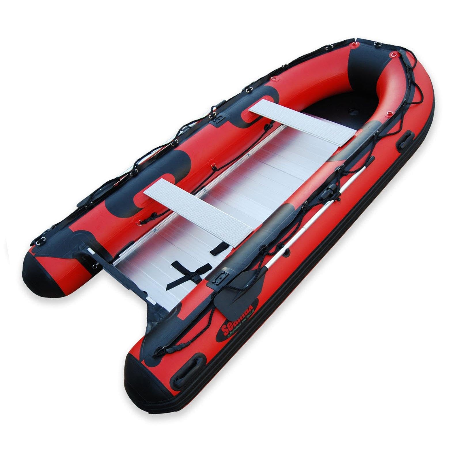 Red 12 ft Heavy Duty PVC Inflatable Boat for Six Person Fishing Cruising