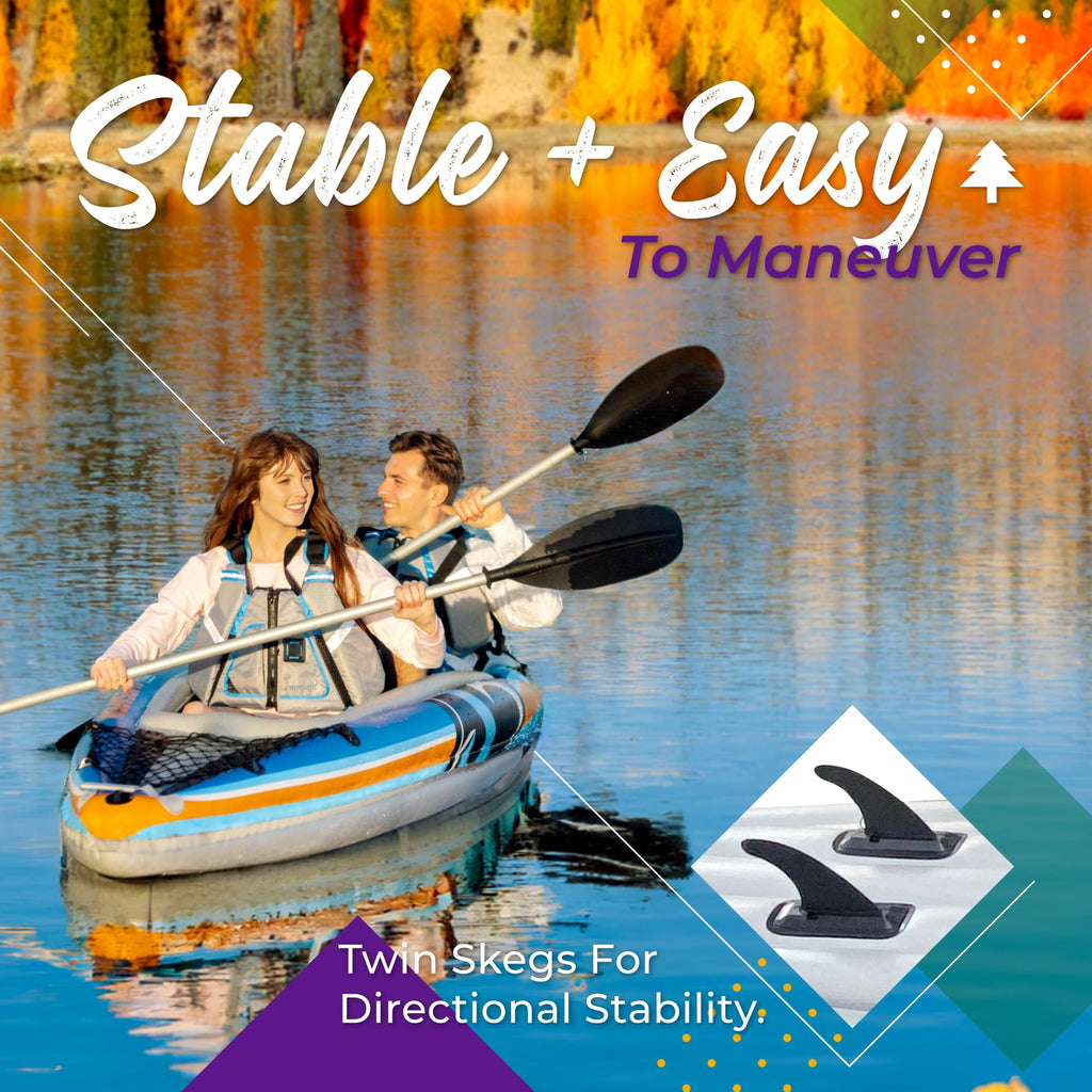 Two Person Portable Inflatable Kayak with Oars Pump Bag for Lakes Rivers