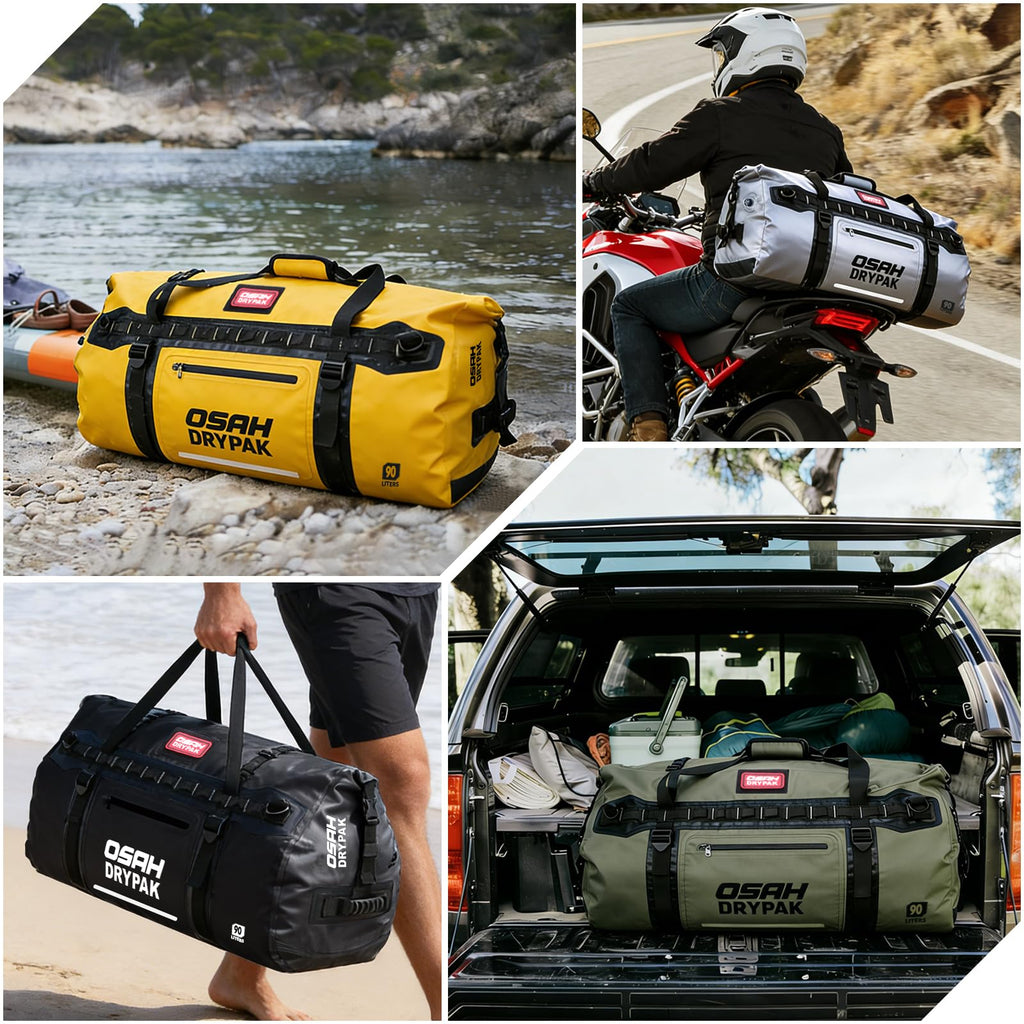 Heavy Duty Waterproof Roll Top Travel Duffel Bag with Straps and Handles