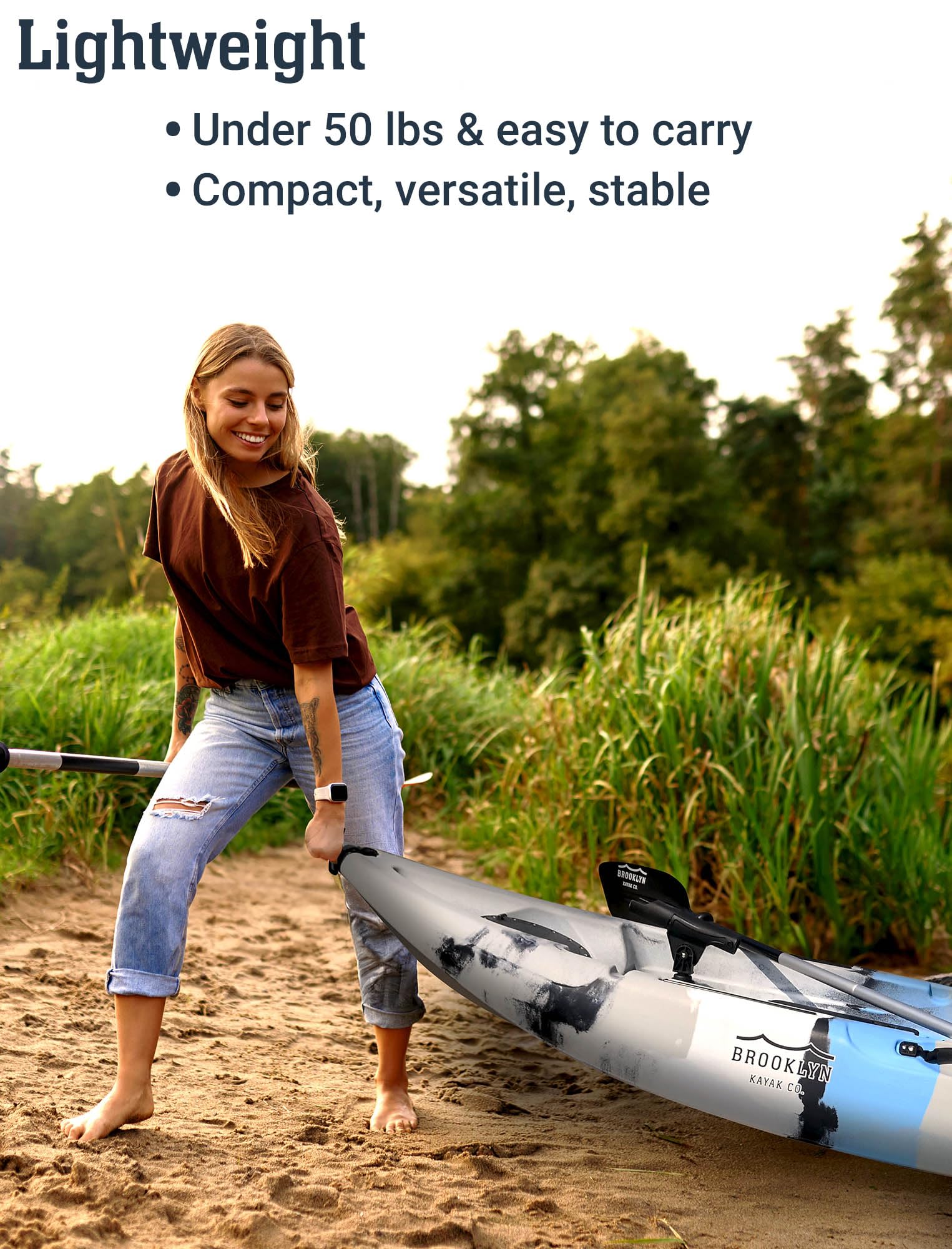 9 ft Sit On Top Solo Fishing Kayak with Rod Holders for Lakes Rivers