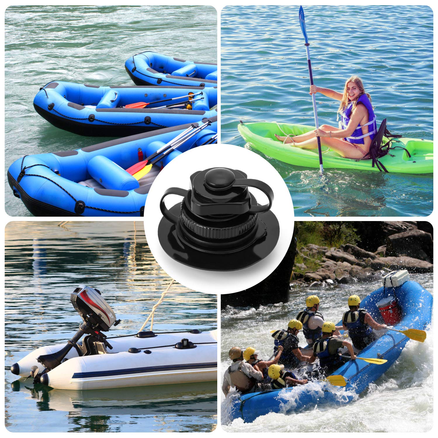 4 Pack One Way Boston Air Valves for Dinghy Raft Kayak and Airbed
