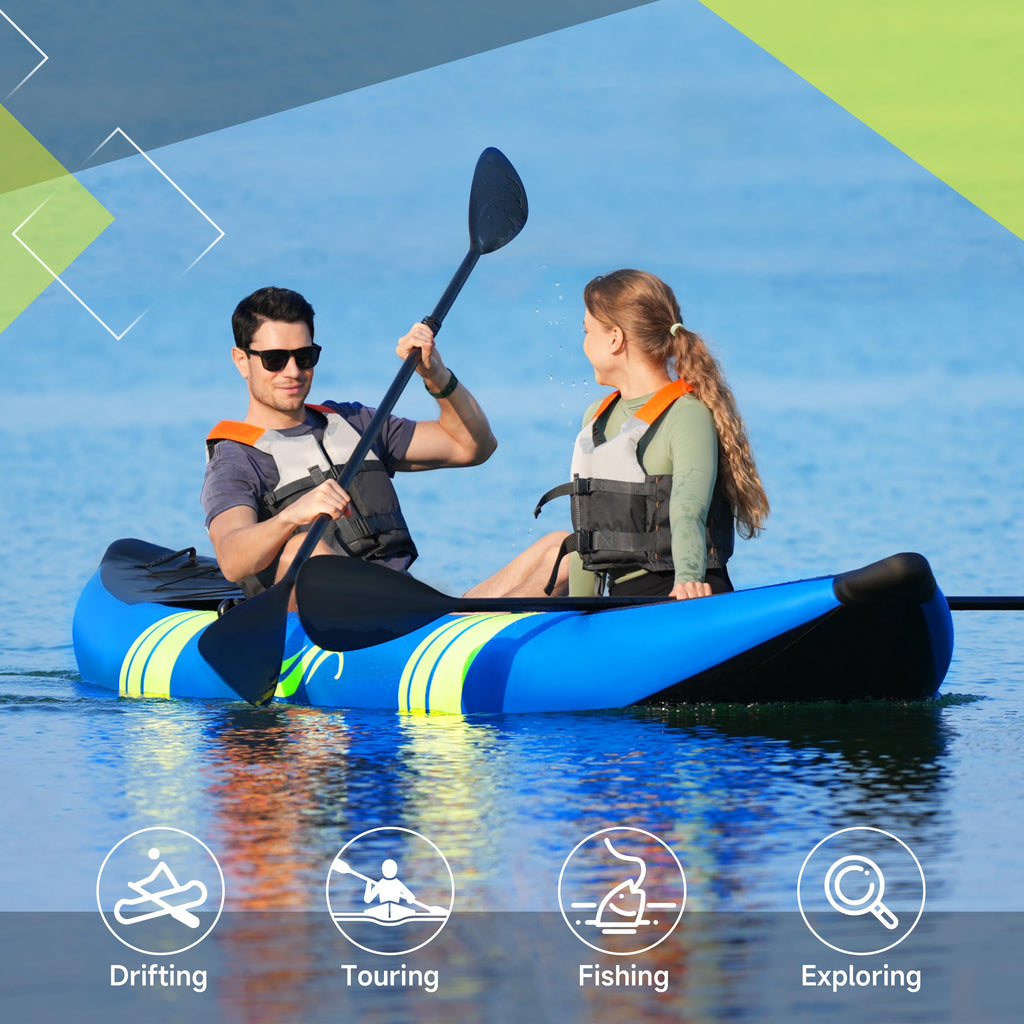 Portable 12 ft Two Person Inflatable Tandem Touring Kayak 507 lb Capacity