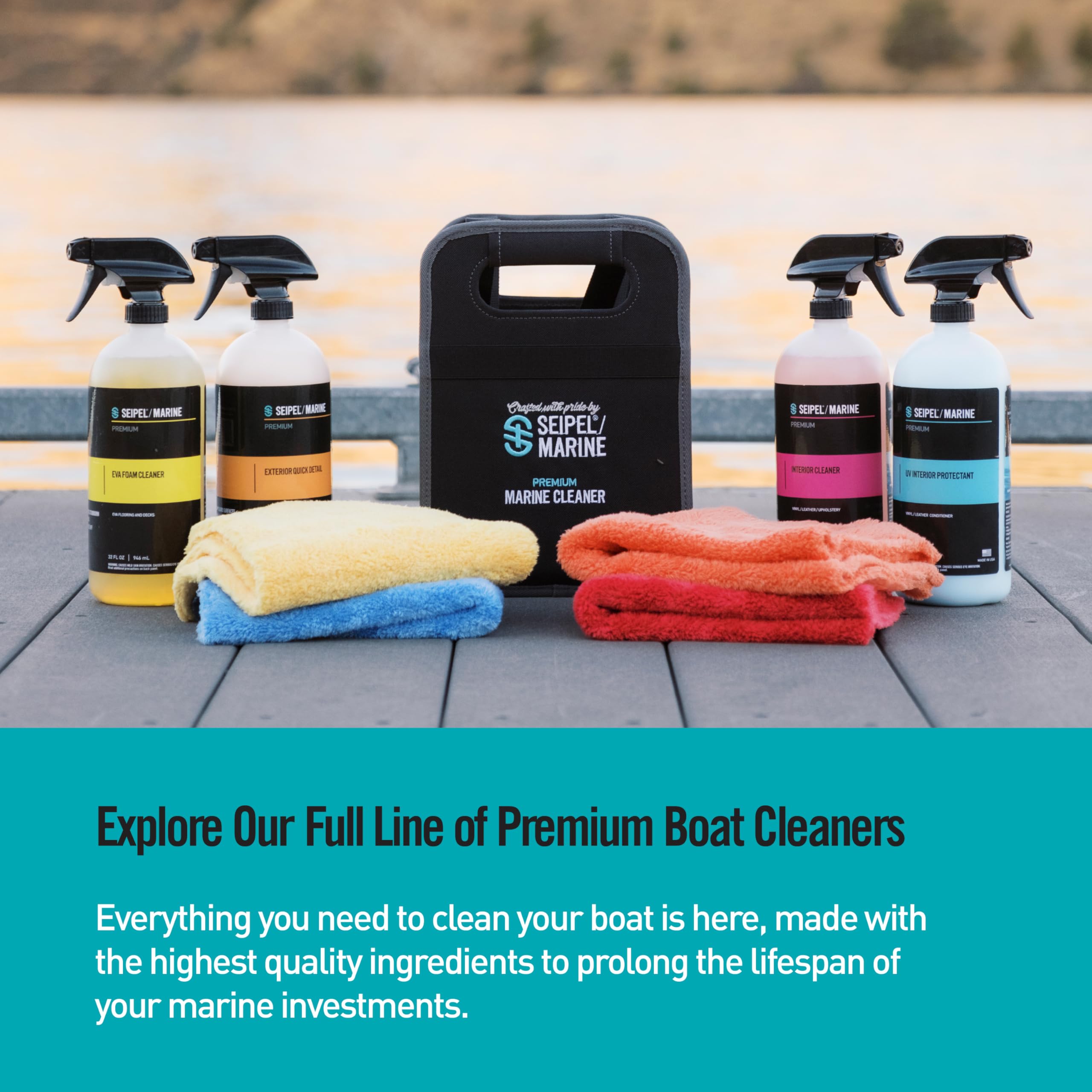 4 Pack Marine Boat Cleaning Kit with UV Protectant and Microfiber Towels