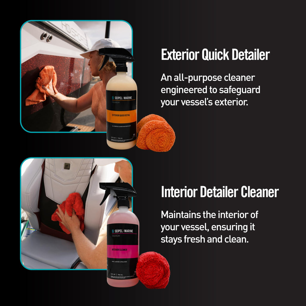 4 Pack Marine Boat Cleaning Kit with UV Protectant and Microfiber Towels