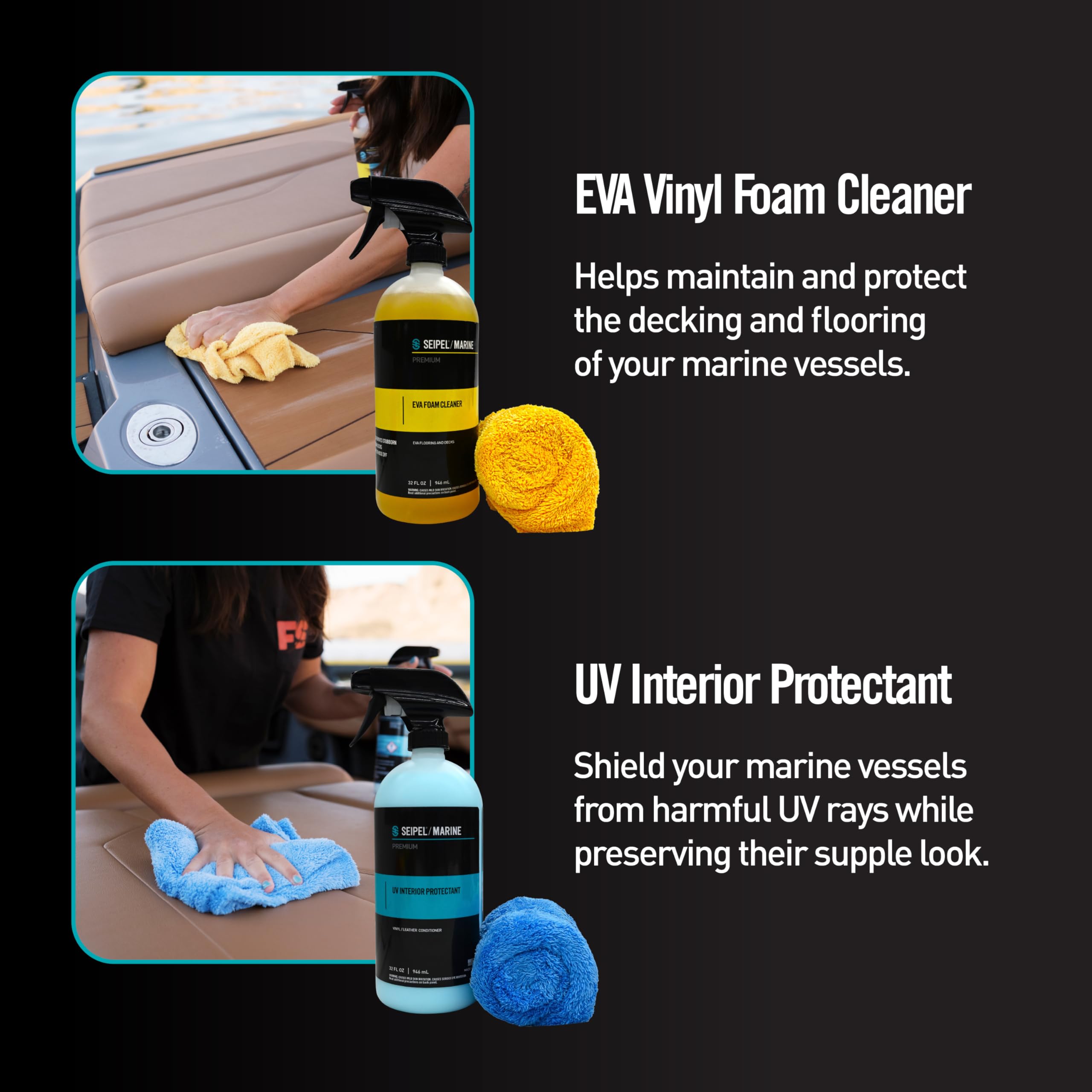 4 Pack Marine Boat Cleaning Kit with UV Protectant and Microfiber Towels