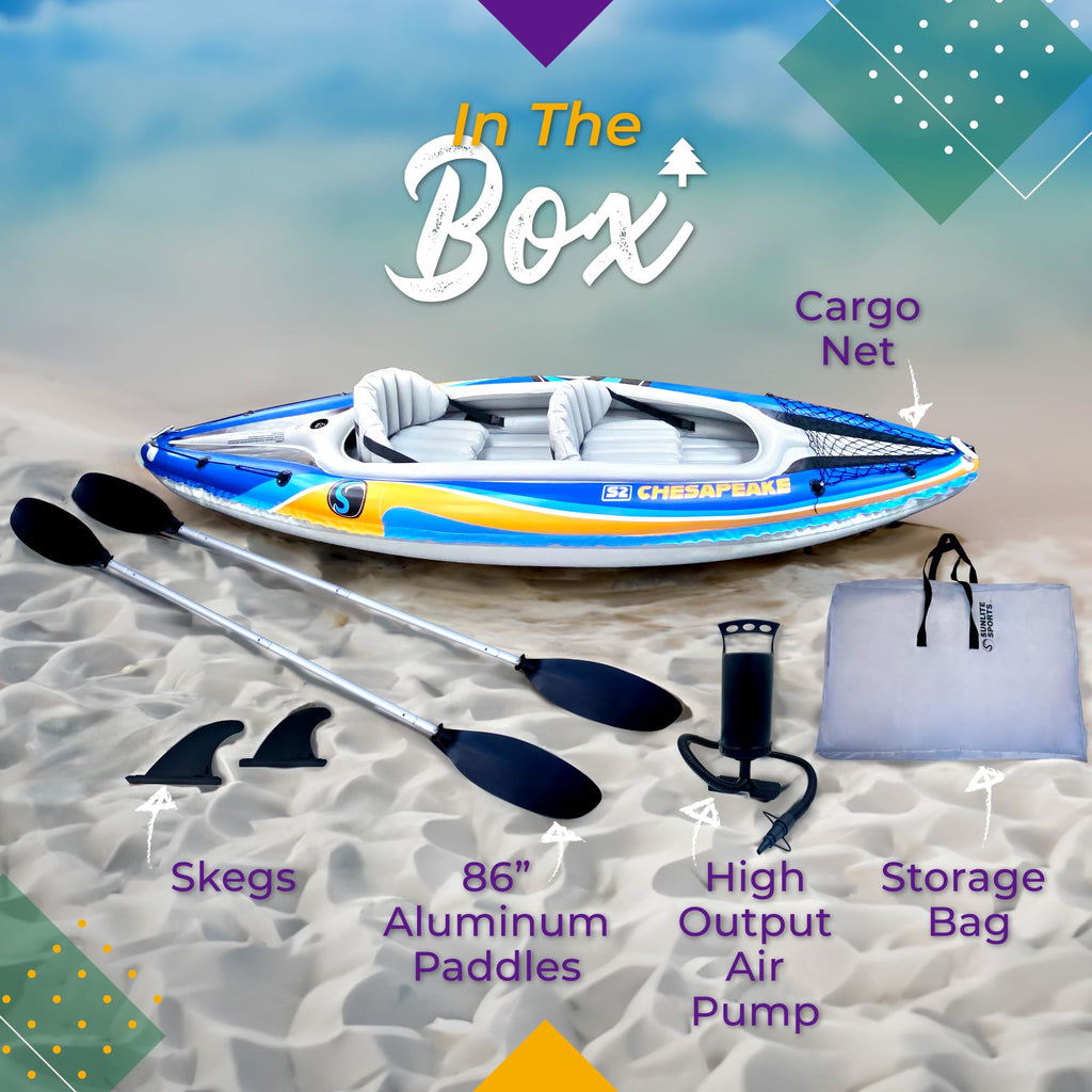 Two Person Portable Inflatable Kayak with Oars Pump Bag for Lakes Rivers