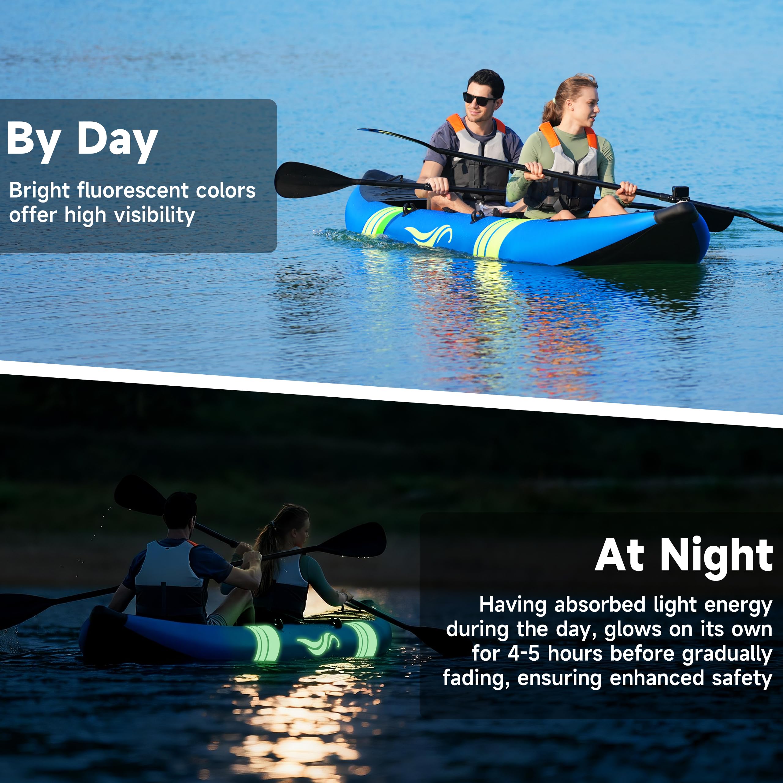 Portable 12 ft Two Person Inflatable Tandem Touring Kayak 507 lb Capacity