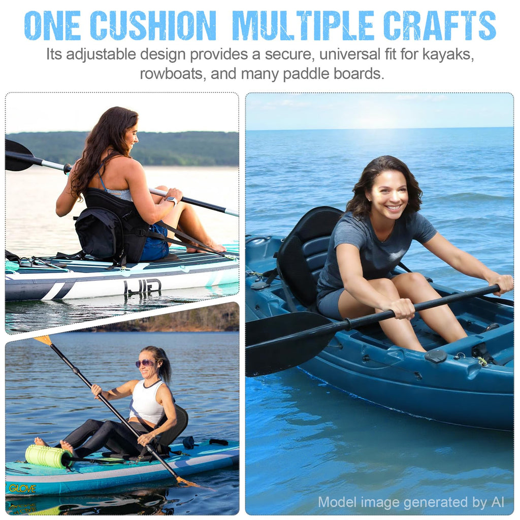 Deluxe Padded Kayak Seat with Backrest and Detachable Storage Bag