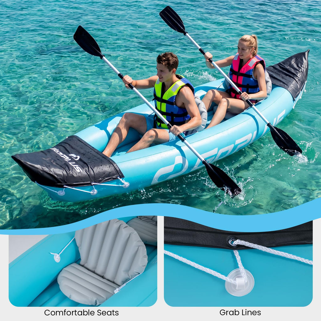 10.5 FT 2 Person Inflatable Tandem Touring Kayak with Paddles