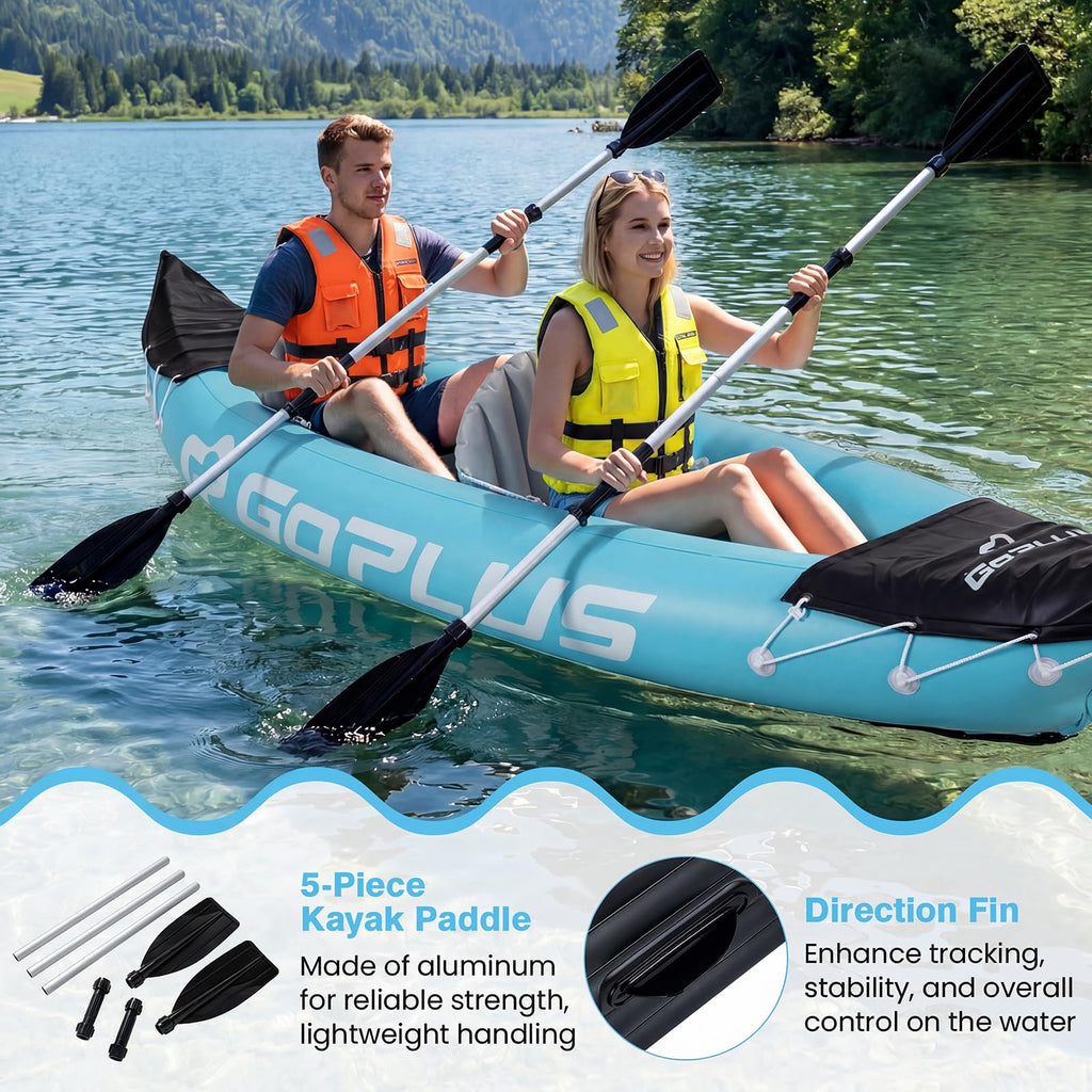 10.5 FT 2 Person Inflatable Tandem Touring Kayak with Paddles