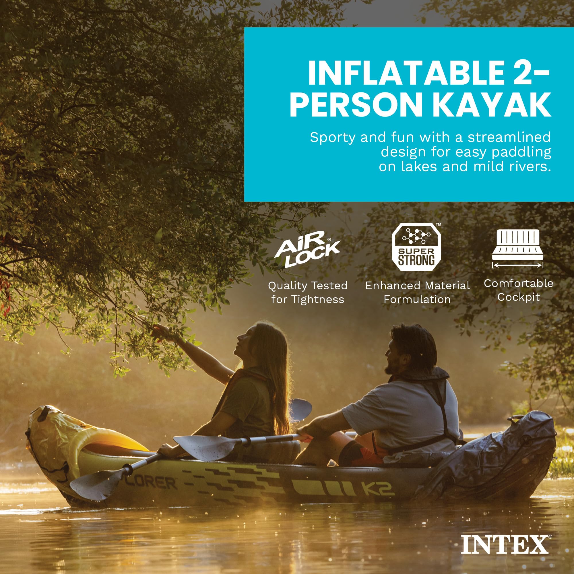 2 Person Inflatable Kayak Set with Oars Pump and Adjustable Seats