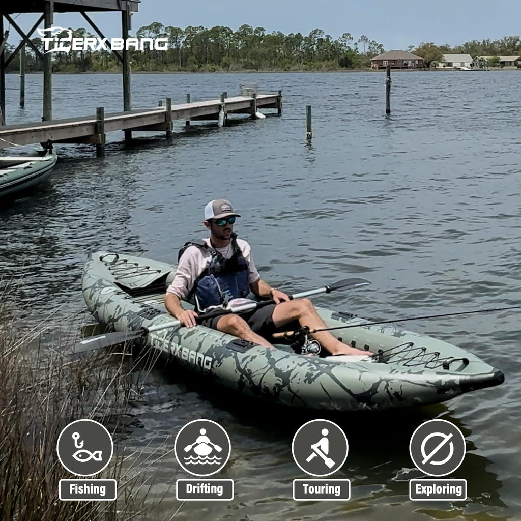 12 ft Inflatable SUP Kayak Set with Detachable Seat for Fishing Touring