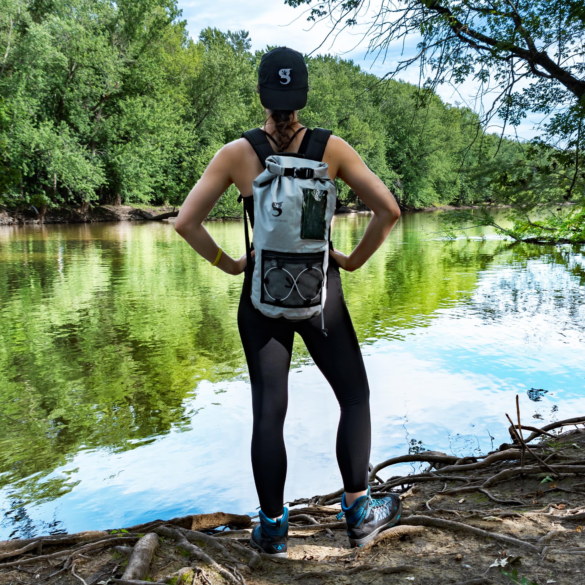 20L Waterproof Dry Bag Backpack with Roll Top and Clear Phone Pouch